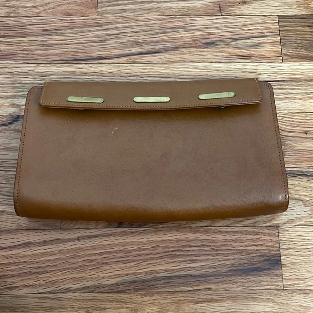 Lesco Vintage Envelope Clutch Tan Leather